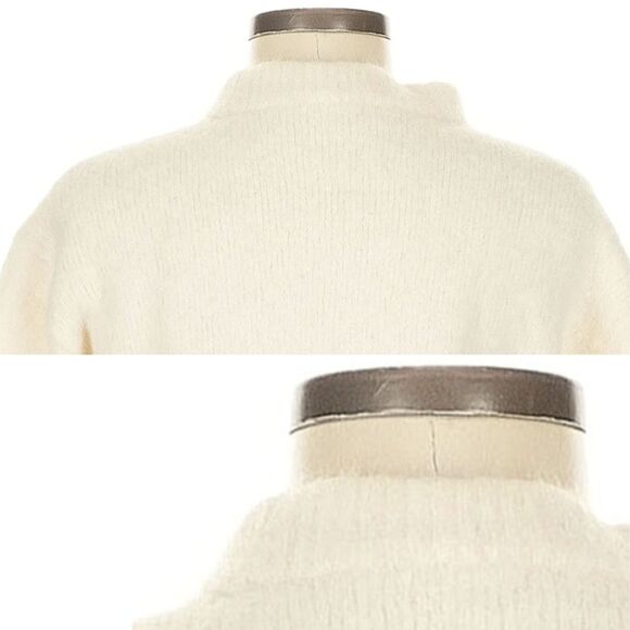 MO-NA-HA Sweater I Size Small Medium I Alpaca Mock Neck Quiet Luxury Soft Ivory - Picture 3 of 6
